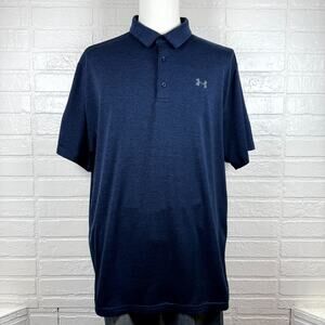 Under Armour Playoff Polo Mens 2XL Navy Heatgear Loose Short Sleeve Golf Shirt